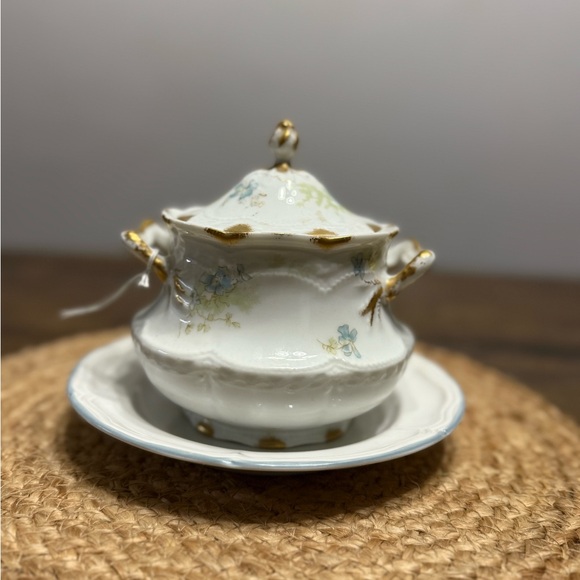 Vintage Authentic Porcelain Sugar Bowl with Lid